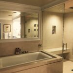 custom bathroom frameless shower door installation
