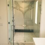 custom large shower beautiful marble installation